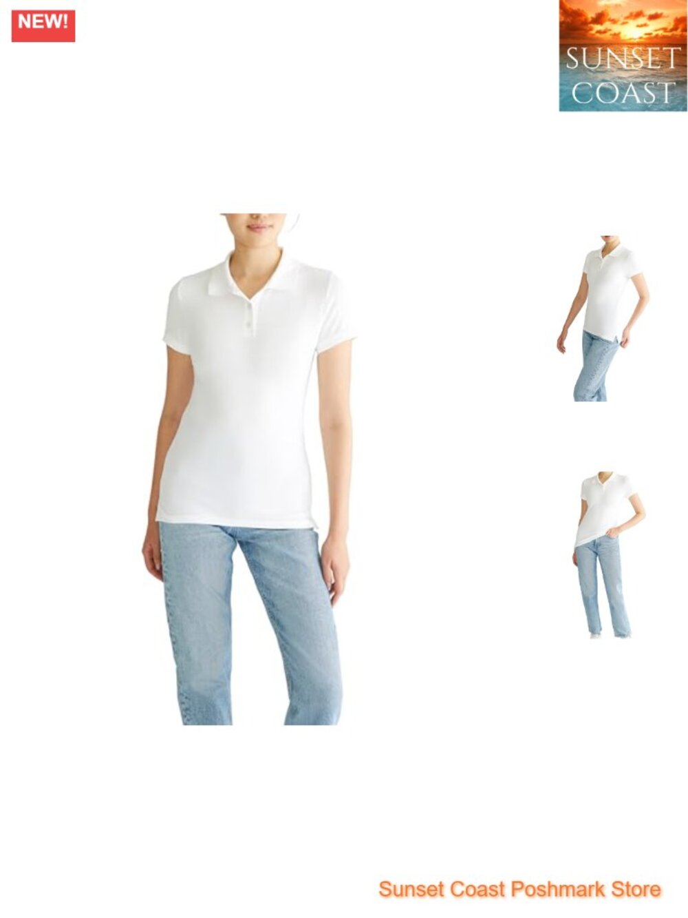 Women's Uniform Polo Short Sleeve Stretch Pique Slim Fit Logo-Free